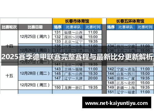 2025赛季德甲联赛完整赛程与最新比分更新解析