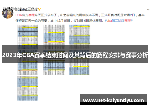 2023年CBA赛季结束时间及其背后的赛程安排与赛事分析